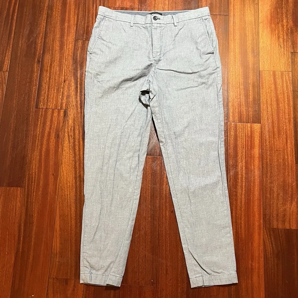 Banana Republic Pants Mens 35x32 Gray Aiden Fit Chino Houndstooth Preppy (36x30)